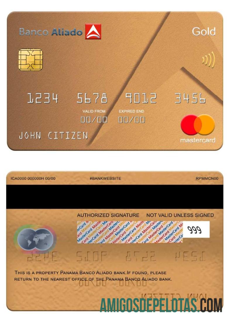 Panama Banco Aliado Bank Mastercard template